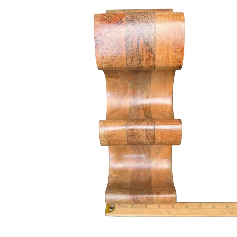 Solid Wood 6 Bottle Wine Rack Sculptural Freeform Countertop Holder Rustic